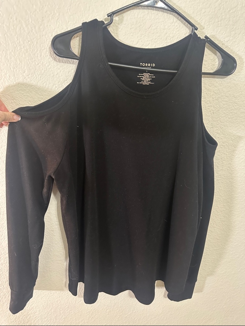 torrid Black Cold-Shoulder Sweatshirt Top